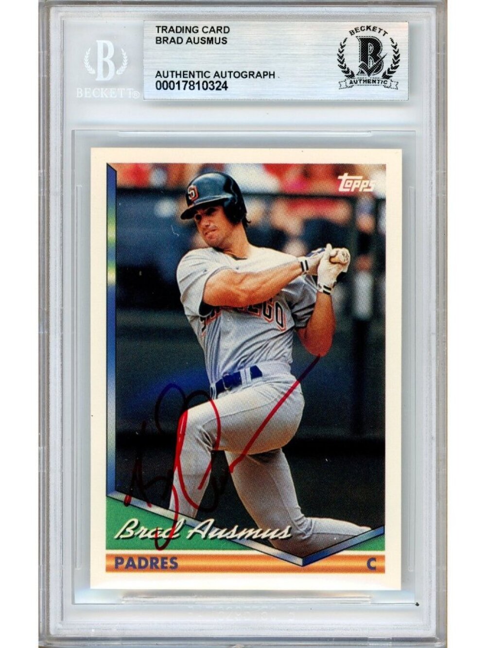 Brad Ausmus Signed 1994 Topps #127 San Diego Padres Beckett BAS Slabbed Auto